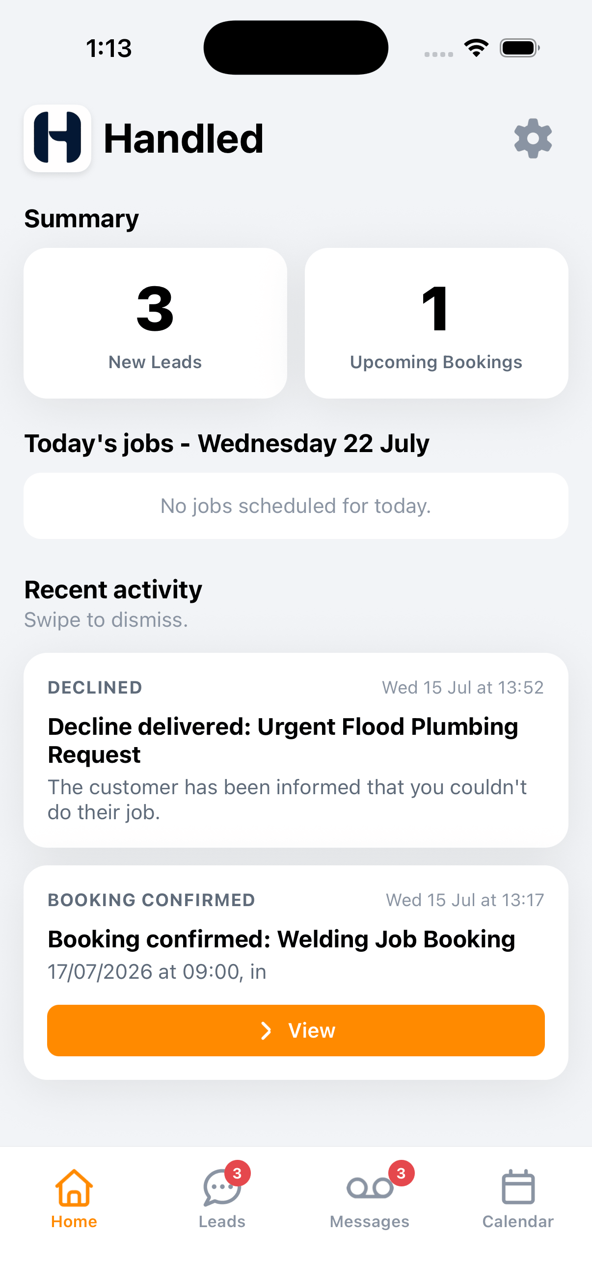 Handled app screenshot